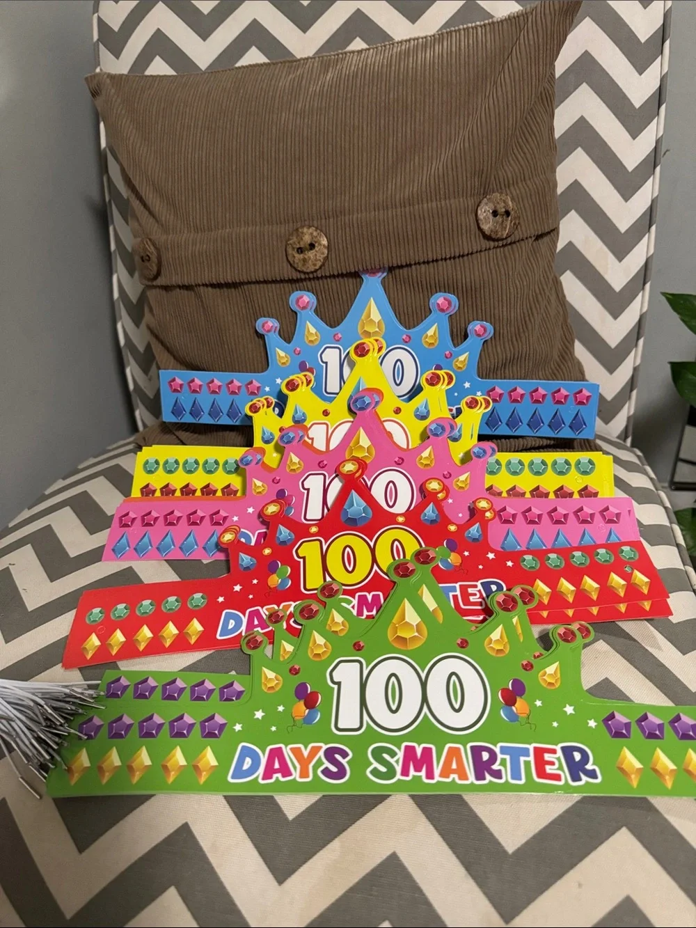 ***2/$15*** 100 Days Smarter Green Celebration Crown - 36 Classroom Party Hat